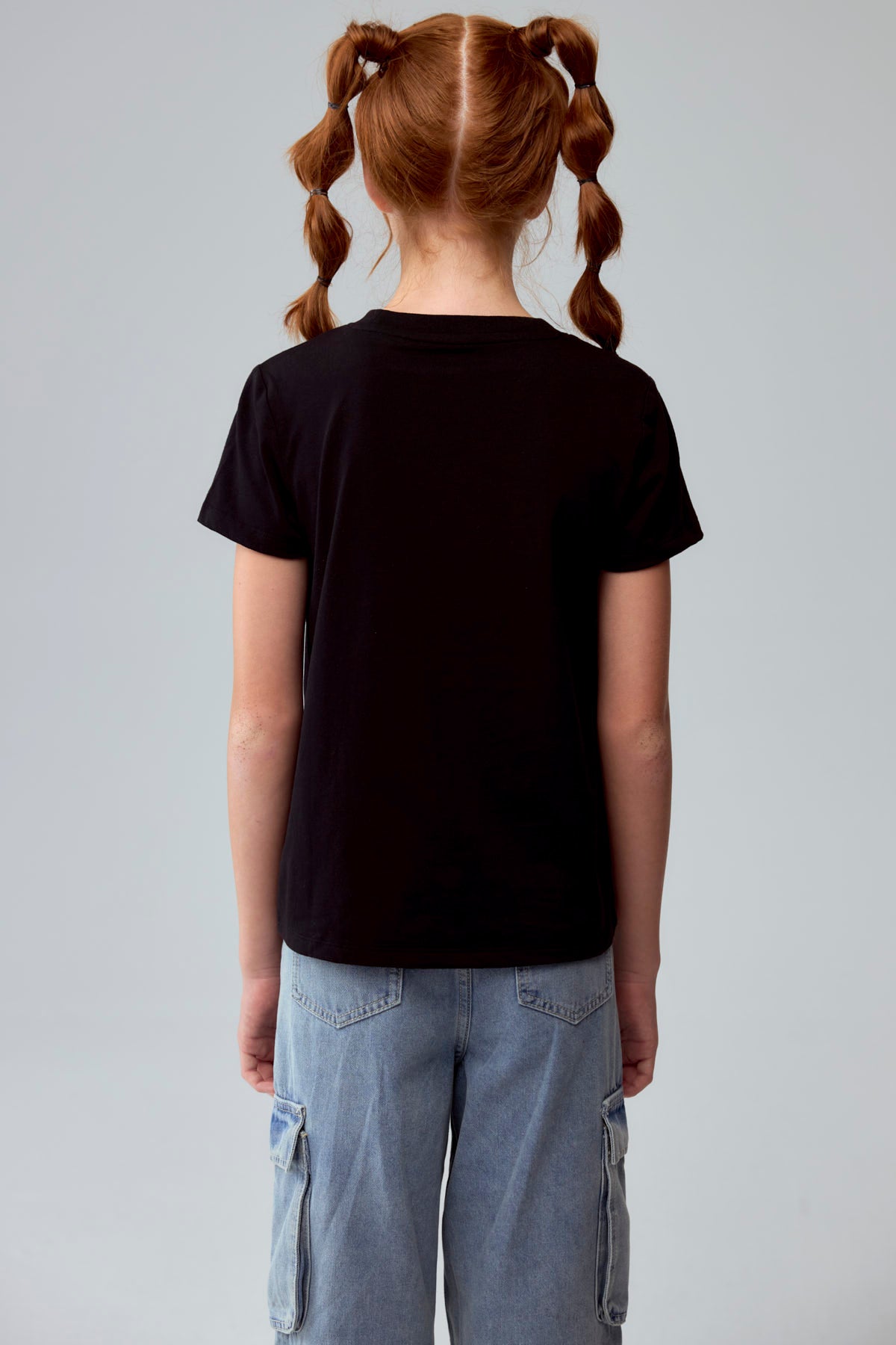Polera Niña Básica Estampada Negro