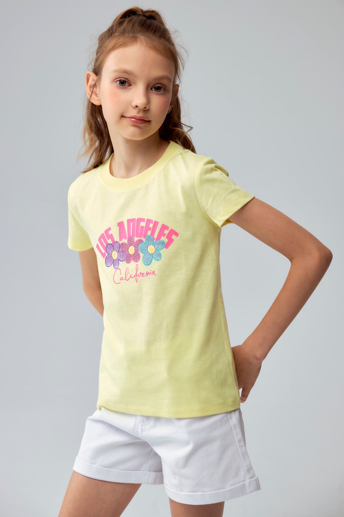 Polera Niña Básica Estampada Amarillo