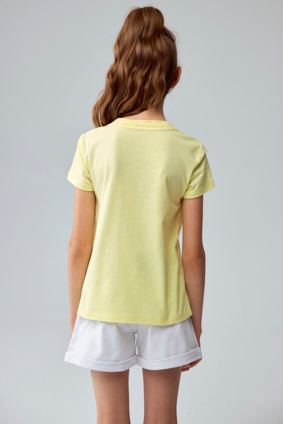 Polera Niña Básica Estampada Amarillo