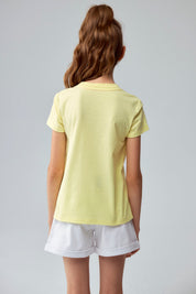 Polera Niña Básica Estampada Amarillo
