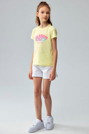 Polera Niña Básica Estampada Amarillo