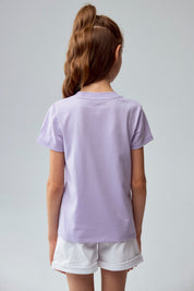 Polera Niña Básica Estampada Lila
