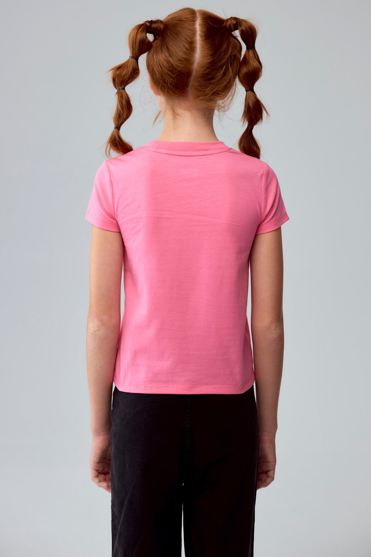 Polera Niña Básica Estampada Rosado