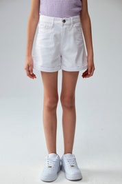 Short Niña Gabardina Básico Blanco