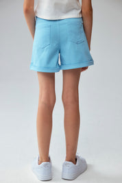 Short Niña Gabardina Básico Celeste
