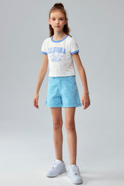 Short Niña Gabardina Básico Celeste