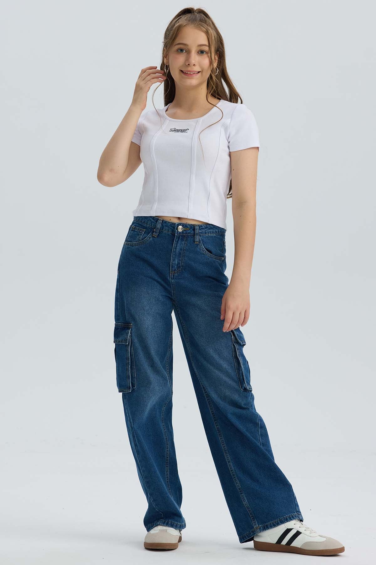 Polera Niña Con Bordado Blanco