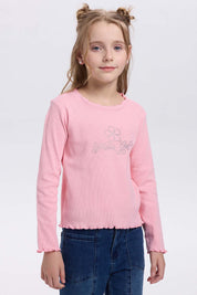 Polera niña rullet print strass rosado