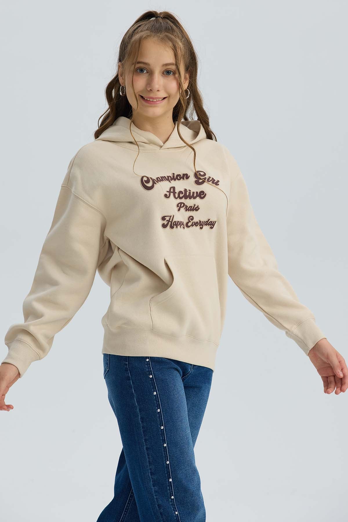 Polerón Niña Print Beige