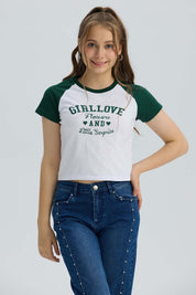 Polera Niña Print Posicional Verde