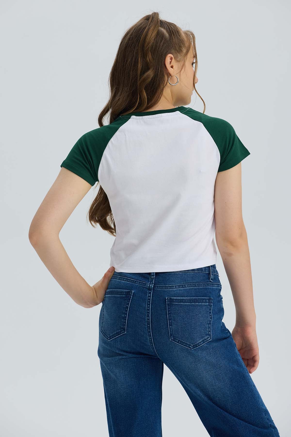 Polera Niña Print Posicional Verde