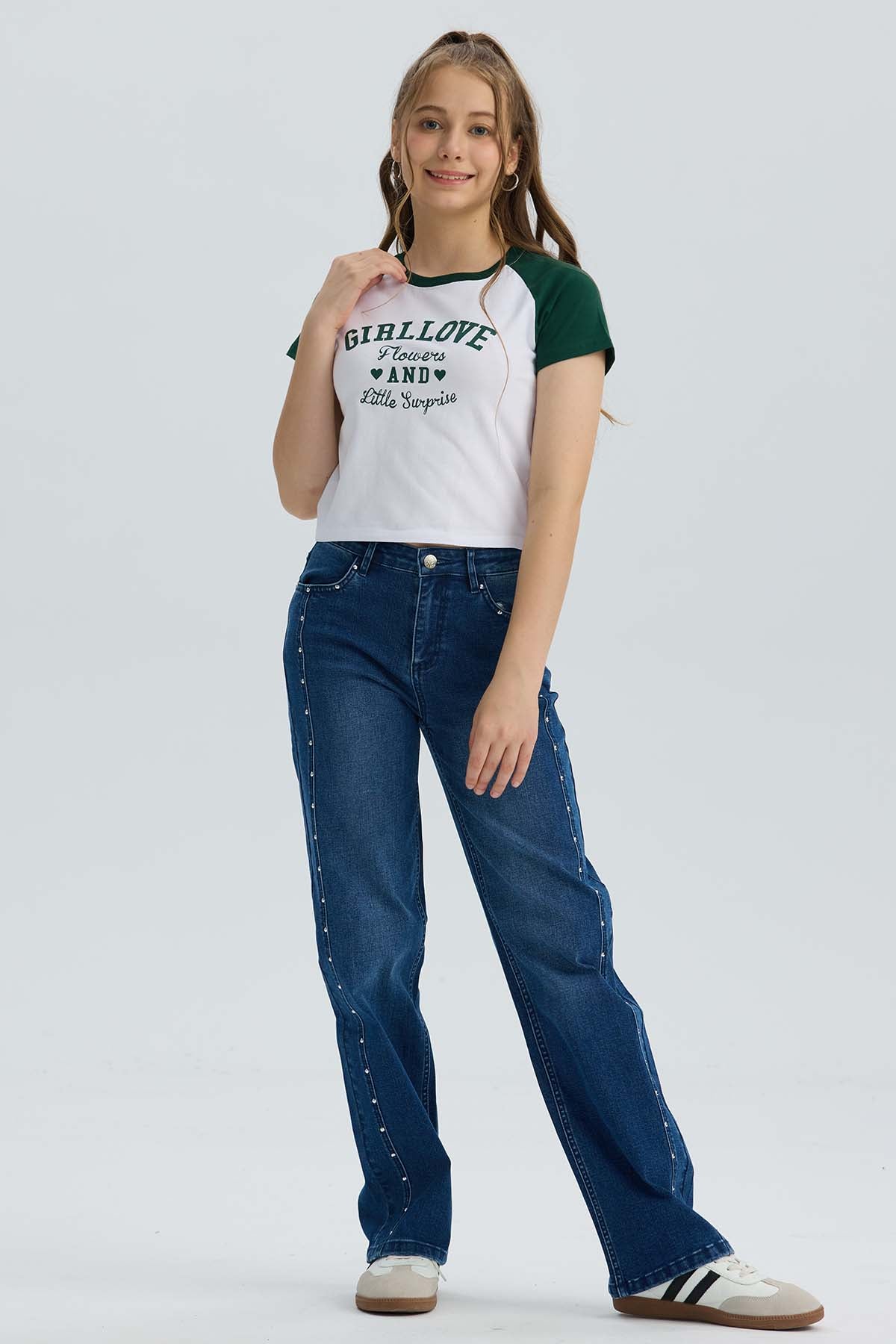 Polera Niña Print Posicional Verde