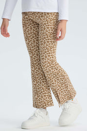 Calza niña full print beige con corazones