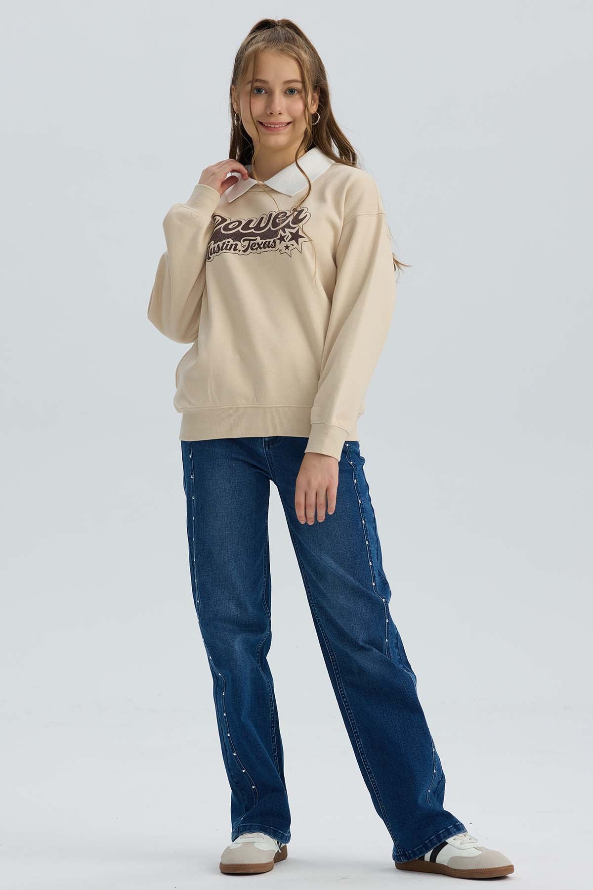 Polerón Niña Print Posicional Beige