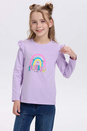 Polera niña print posicional lila