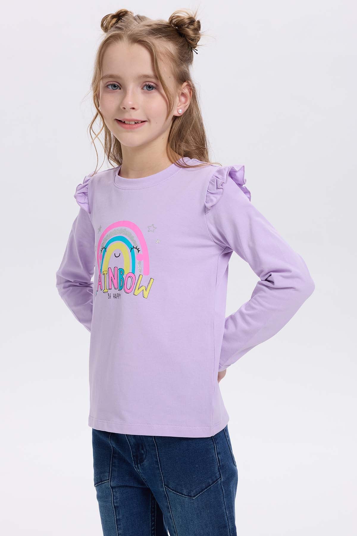 Polera niña print posicional lila