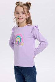 Polera niña print posicional lila