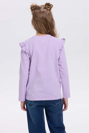 Polera niña print posicional lila