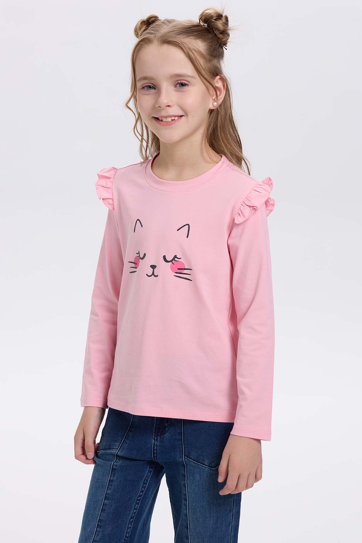 Polera Niña Print Posicional Rosado