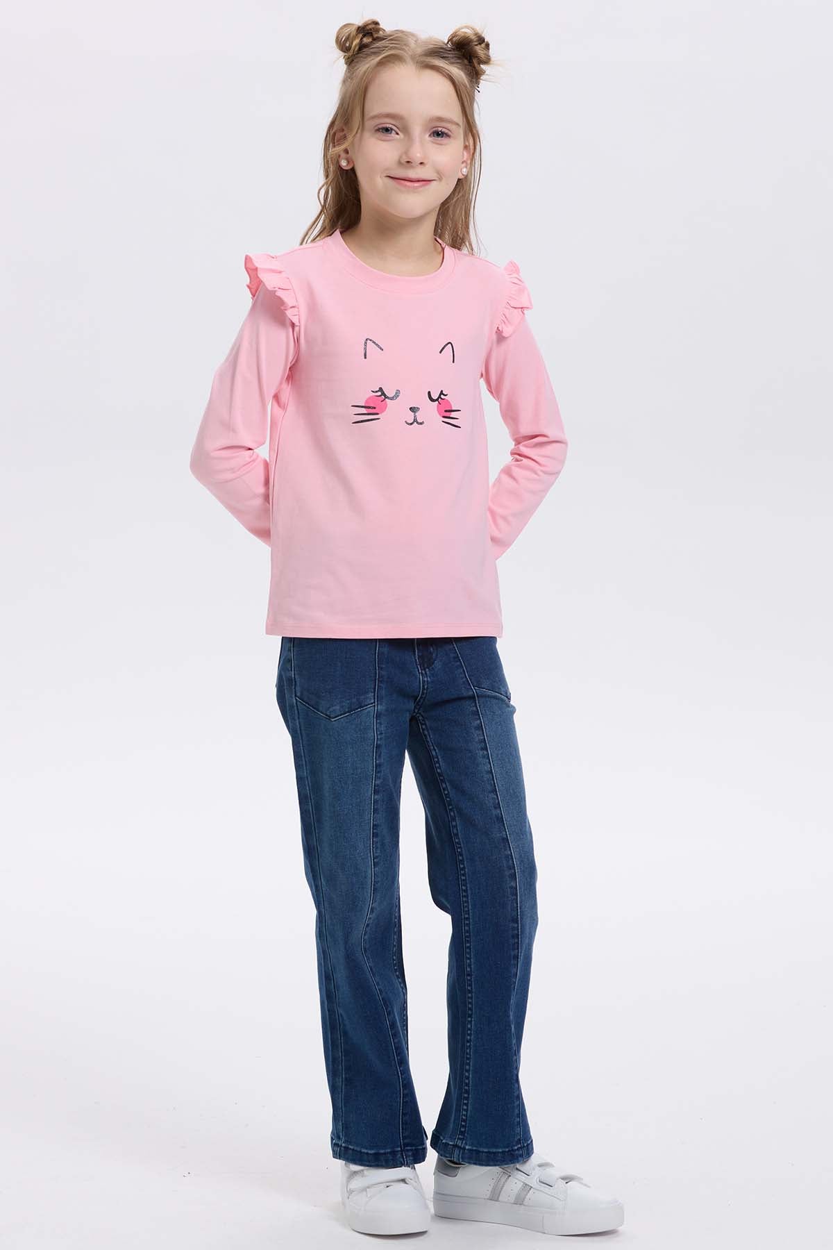 Polera Niña Print Posicional Rosado