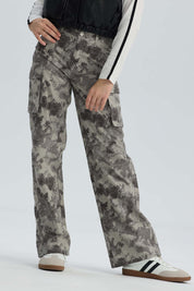 Pantalón niña Cargo Gris con estampado único