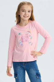 Polera Niña Lentejuelas Rosado