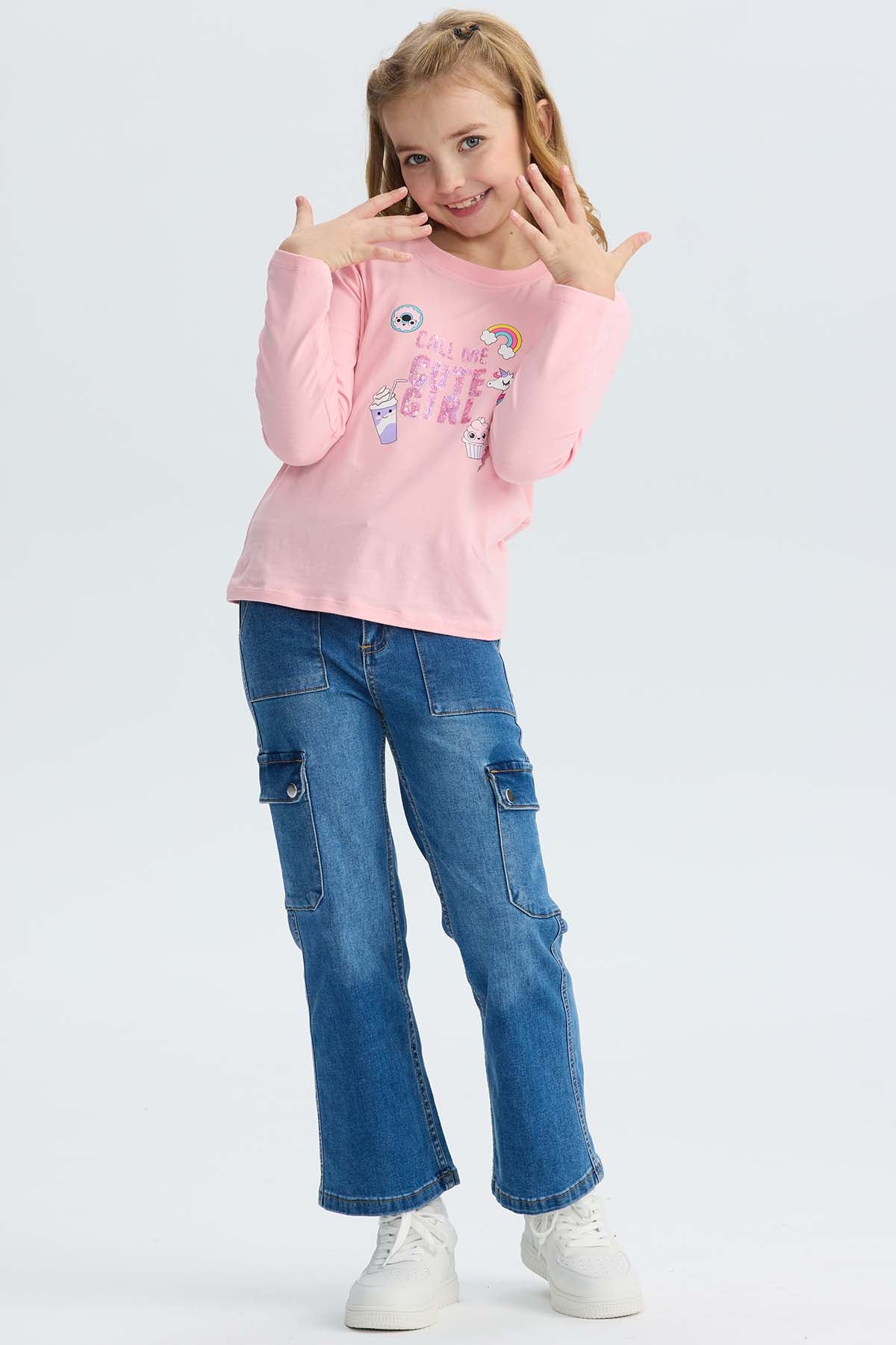 Polera Niña Lentejuelas Rosado