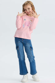 Polera Niña Lentejuelas Rosado