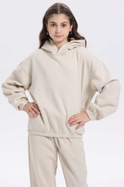 Polerón niña brillos beige