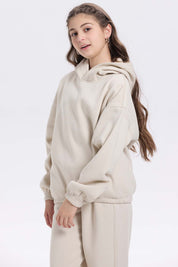 Polerón niña brillos beige