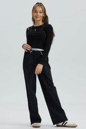 Polera Niña Escote Hombros Negro