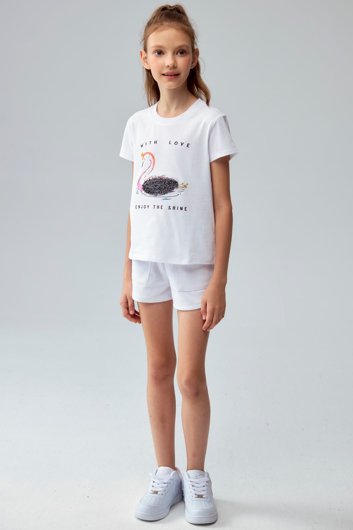 Polera Niña Textura Blanco