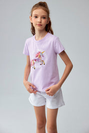 Polera Niña Textura Lila