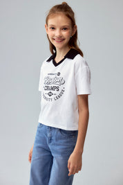 Polera Niña College Teen Blanco