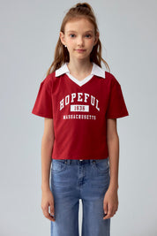 Polera Niña College Teen Rojo Oscuro