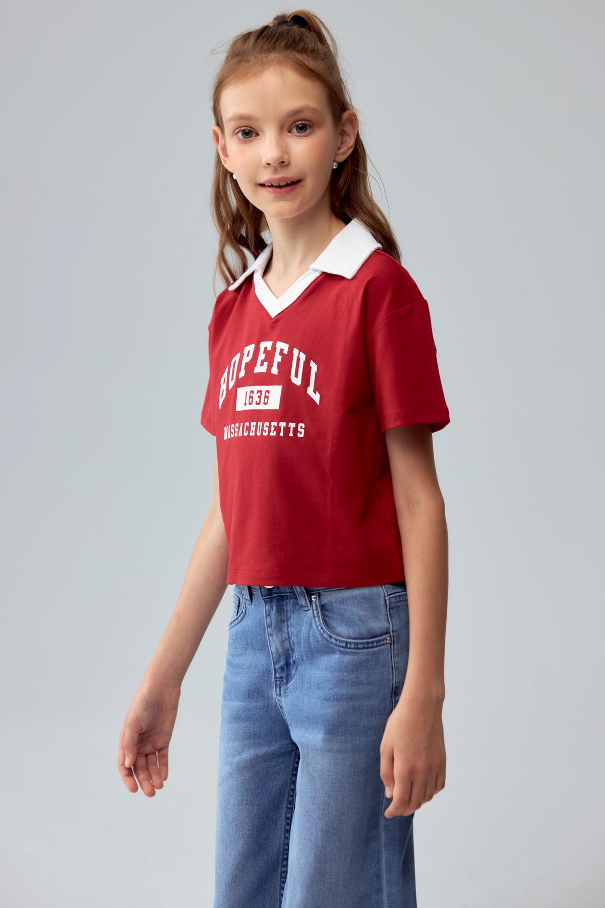 Polera Niña College Teen Rojo Oscuro