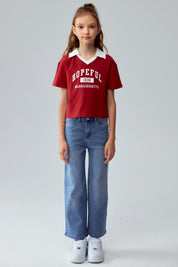 Polera Niña College Teen Rojo Oscuro