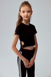 Polera Niña Argolla Costado Negro