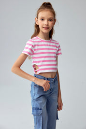 Polera Niña Argolla Costado Rosado