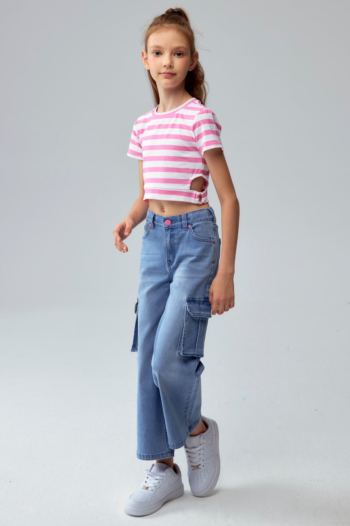 Polera Niña Argolla Costado Rosado