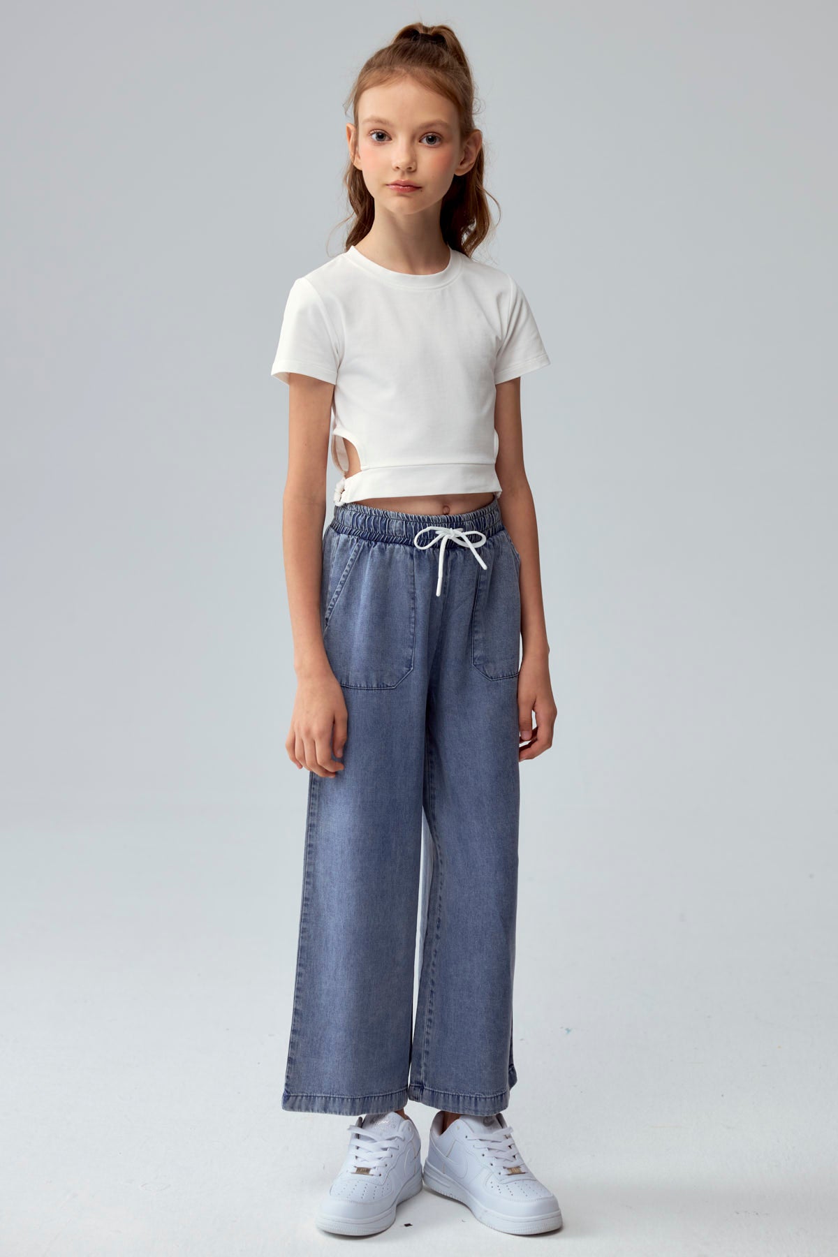Jeans Niña Wide Leg Lyocell Azul