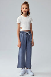 Jeans Niña Wide Leg Lyocell Azul