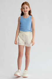 Polera Niña Textura Tipo Peto Celeste
