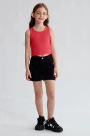 Polera Niña Textura Tipo Peto Fucsia