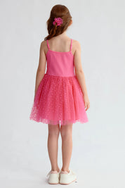 Vestido Niña Rib Tul Fucsia