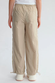 Pantalón Niña Parachute Con Piping Beige