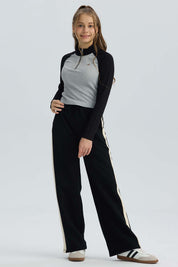 Pantalón Buzo Niña Recto Raya Costado Negro