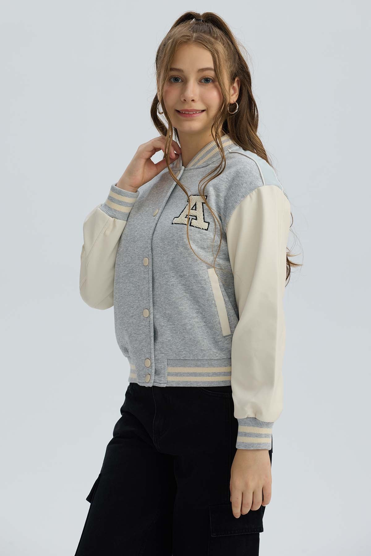 Chaqueta Niña Bomber Gris Melange