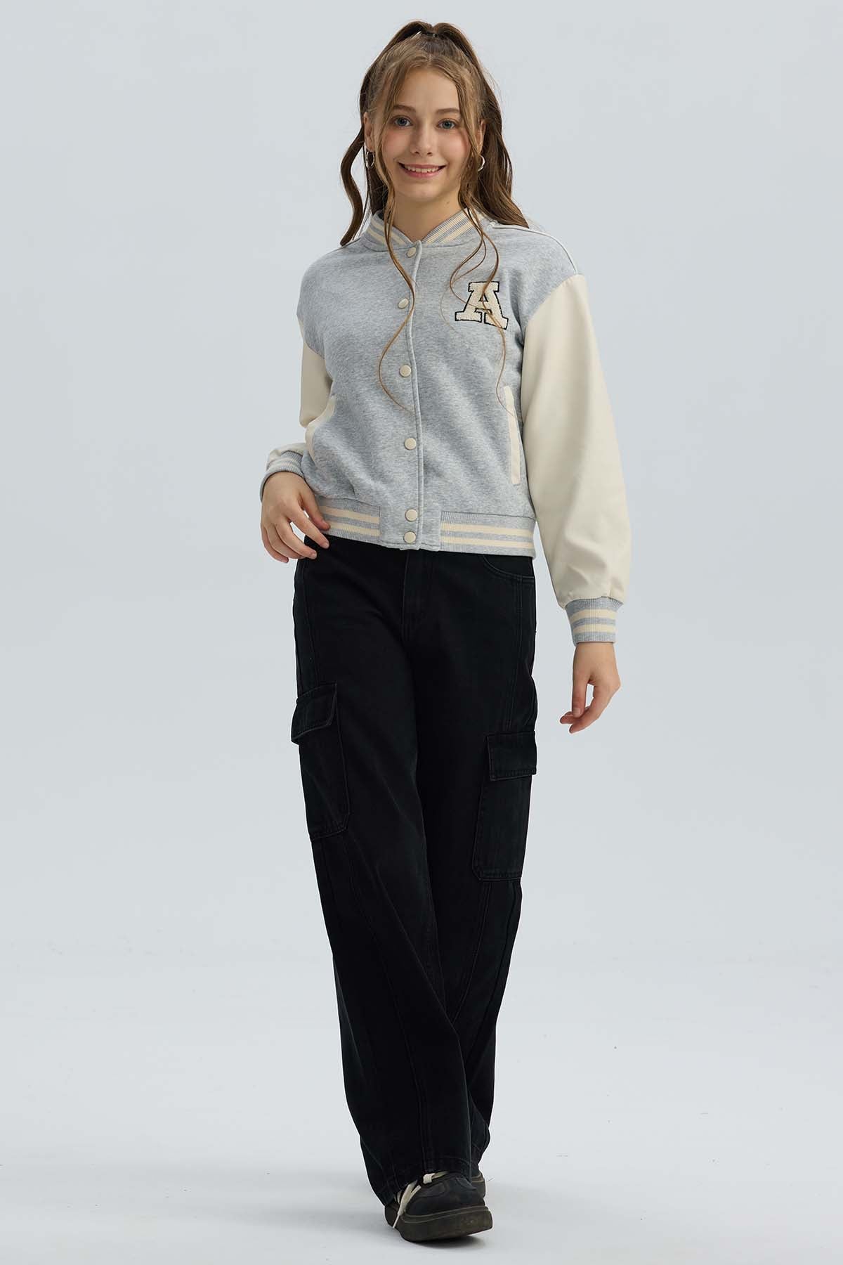 Chaqueta Niña Bomber Gris Melange