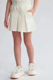 Falda Niña Short Tableada Crema